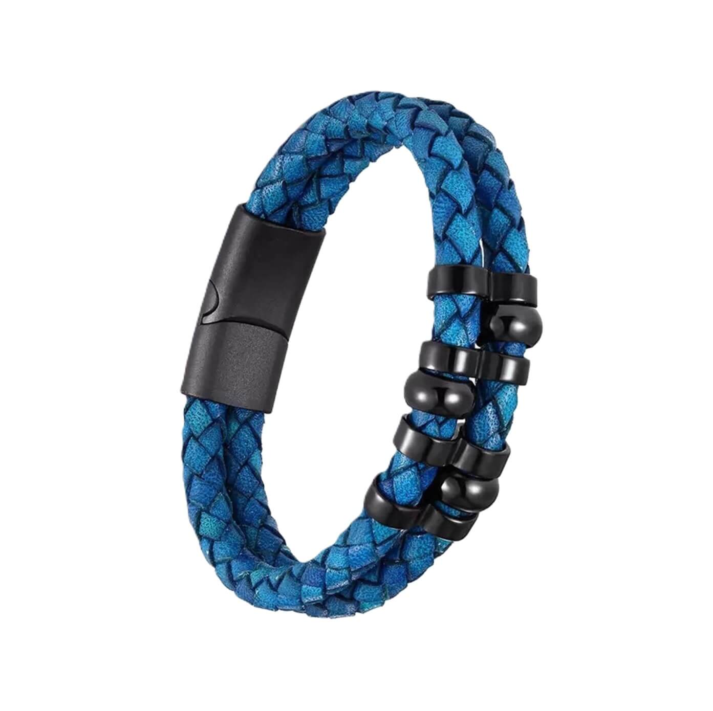 Unisex Retro Braided Leather Bracelet/Blue