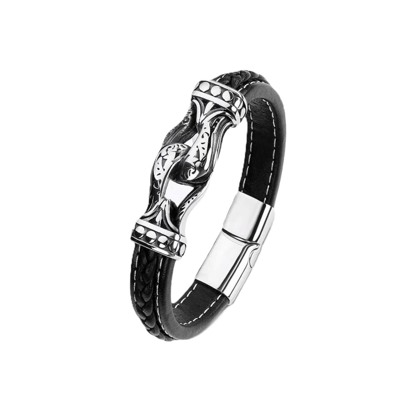 Antiquate Black Mens Leather Bracelet