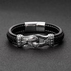 Antiquate Black Mens Leather Bracelet