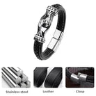 Antiquate Black Mens Leather Bracelet