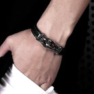 Antiquate Black Mens Leather Bracelet