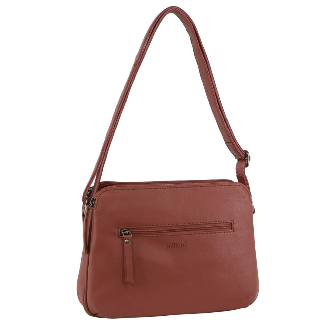 Milleni Ladies Casia Rose Nappa Leather Cross-Body Bag