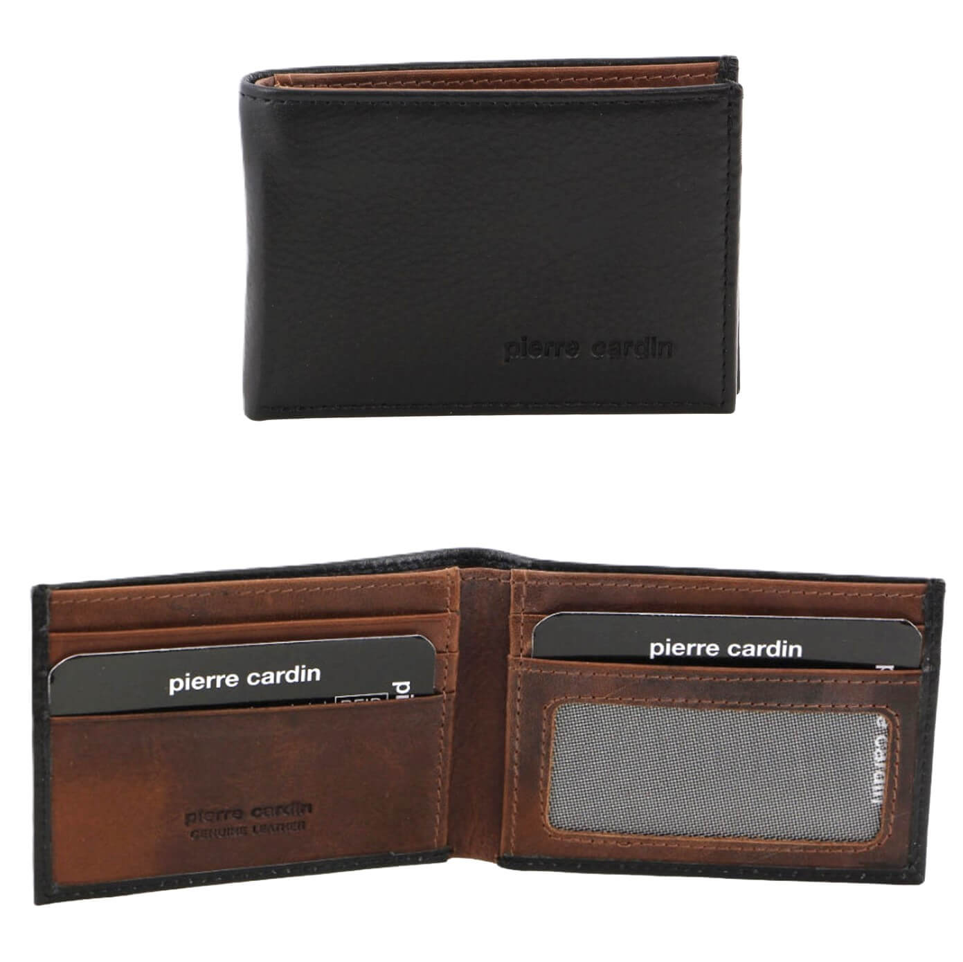 Pierre Cardin PC2629 Italian Leather Two Tone Wallet/Black-Cognac