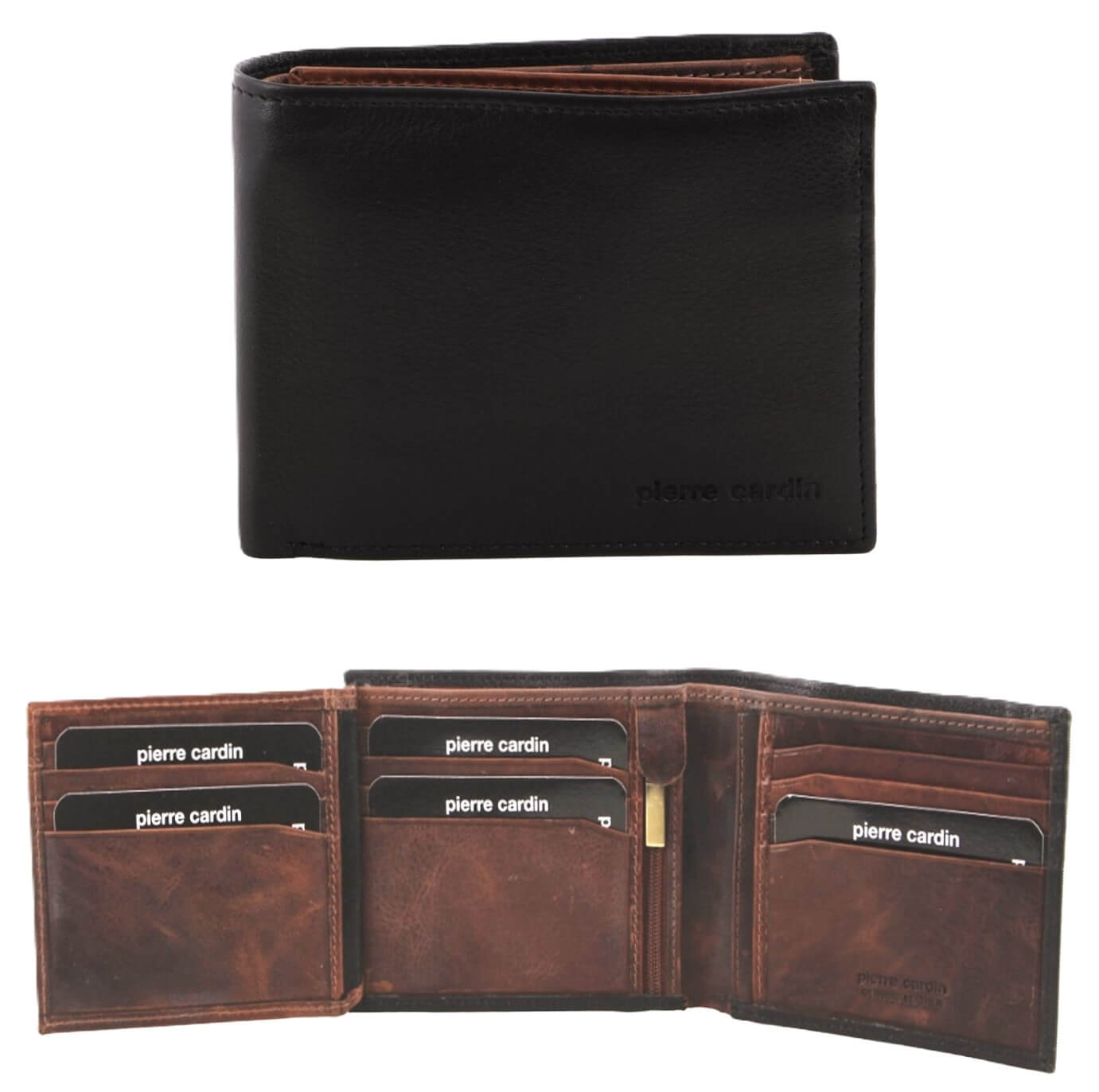 Pierre Cardin PC2632 Italian Leather Two Tone Wallet/Blk-Cognac