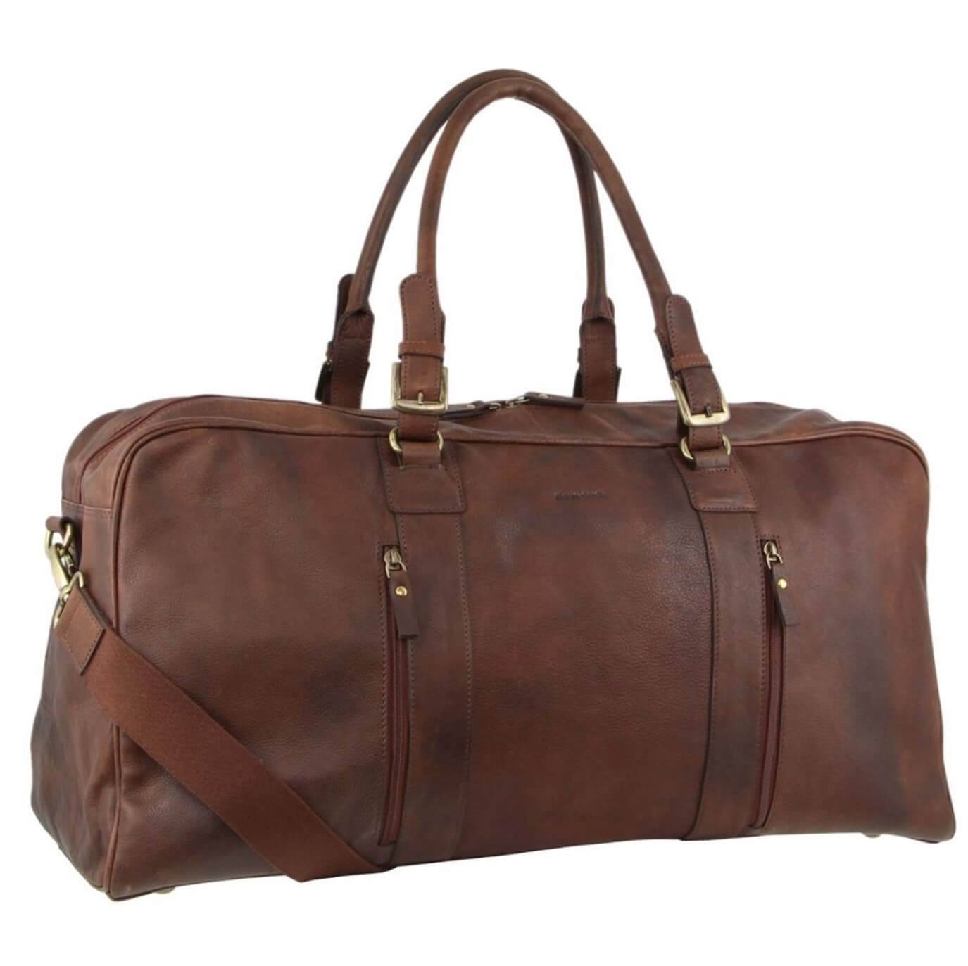 Pierre Cardin PC3139 Rustic Leather Overnight-Travel Bag/Chocolate