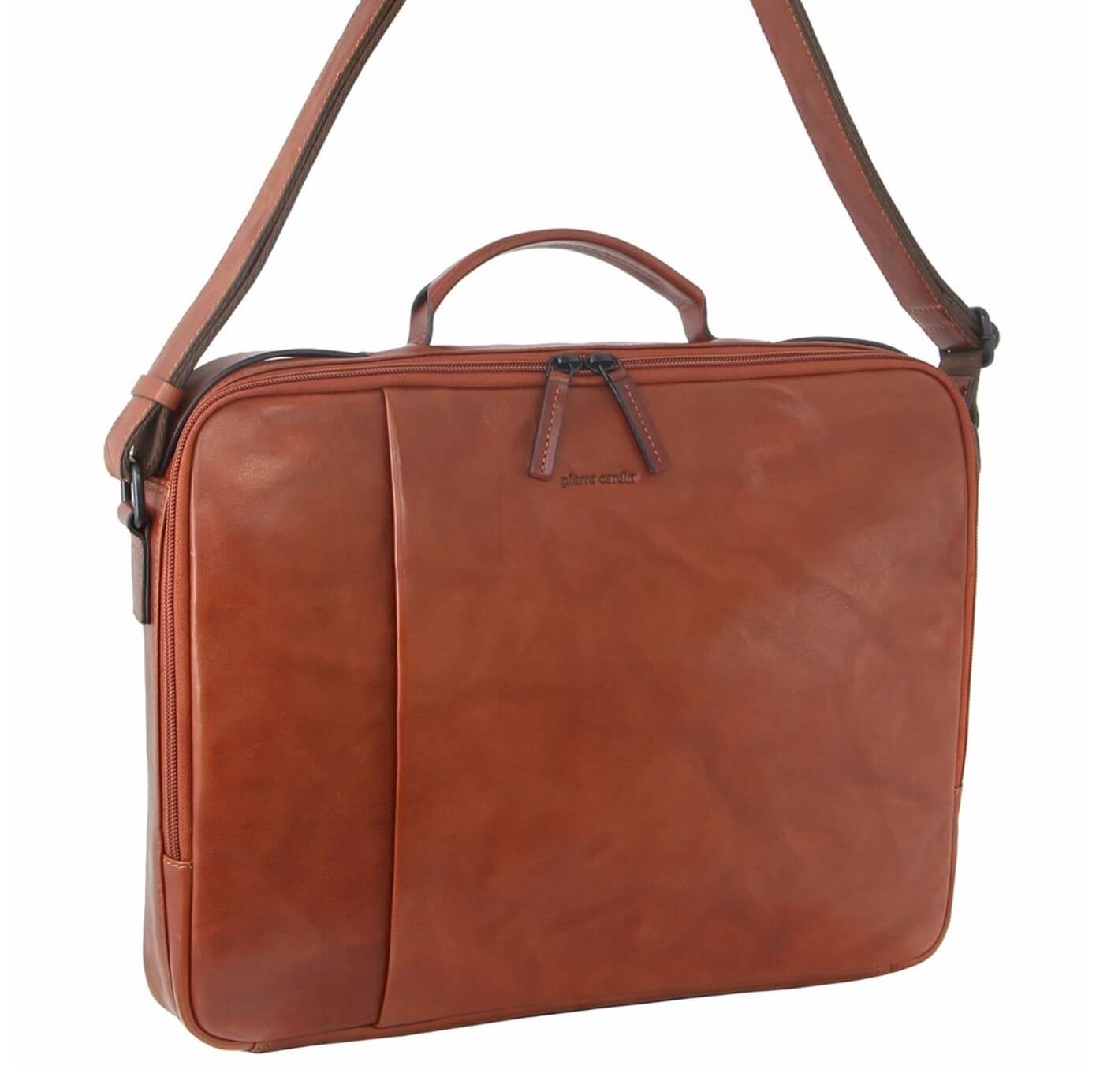 Pierre Cardin PC3312 Crumple Leather Computer Bag/Cognac