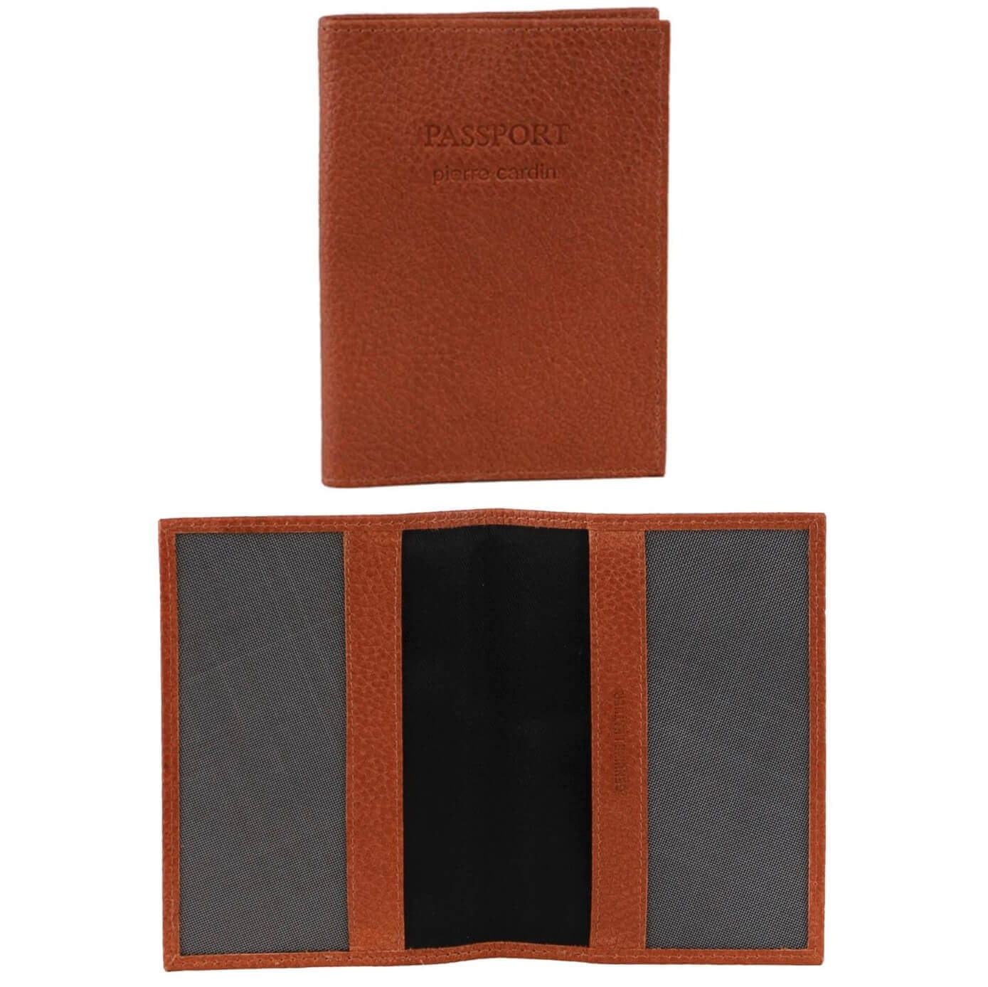 Pierre Cardin PC3909 Leather Passport Wallet Cover/Cognac