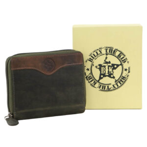 Billy The Kid (BTK-25) Men’s Olive Leather Zipped Wallet