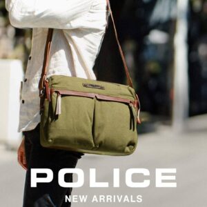 Police POL 35 Rustic Canvas Messenger Business Bag Dark Olive - Lords Grooming Products